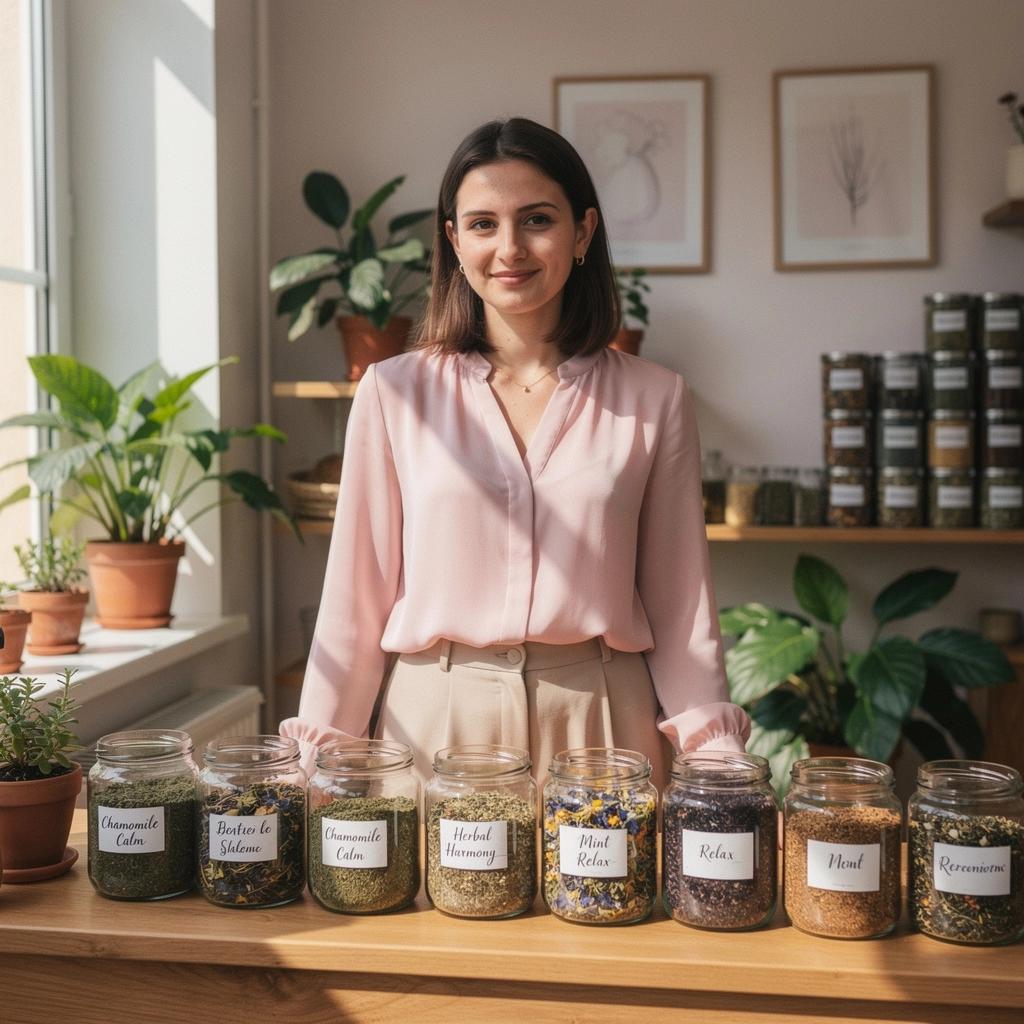 Kvetinová zmes byliniek v krásnej šálke, doplnená medom a citrónom.