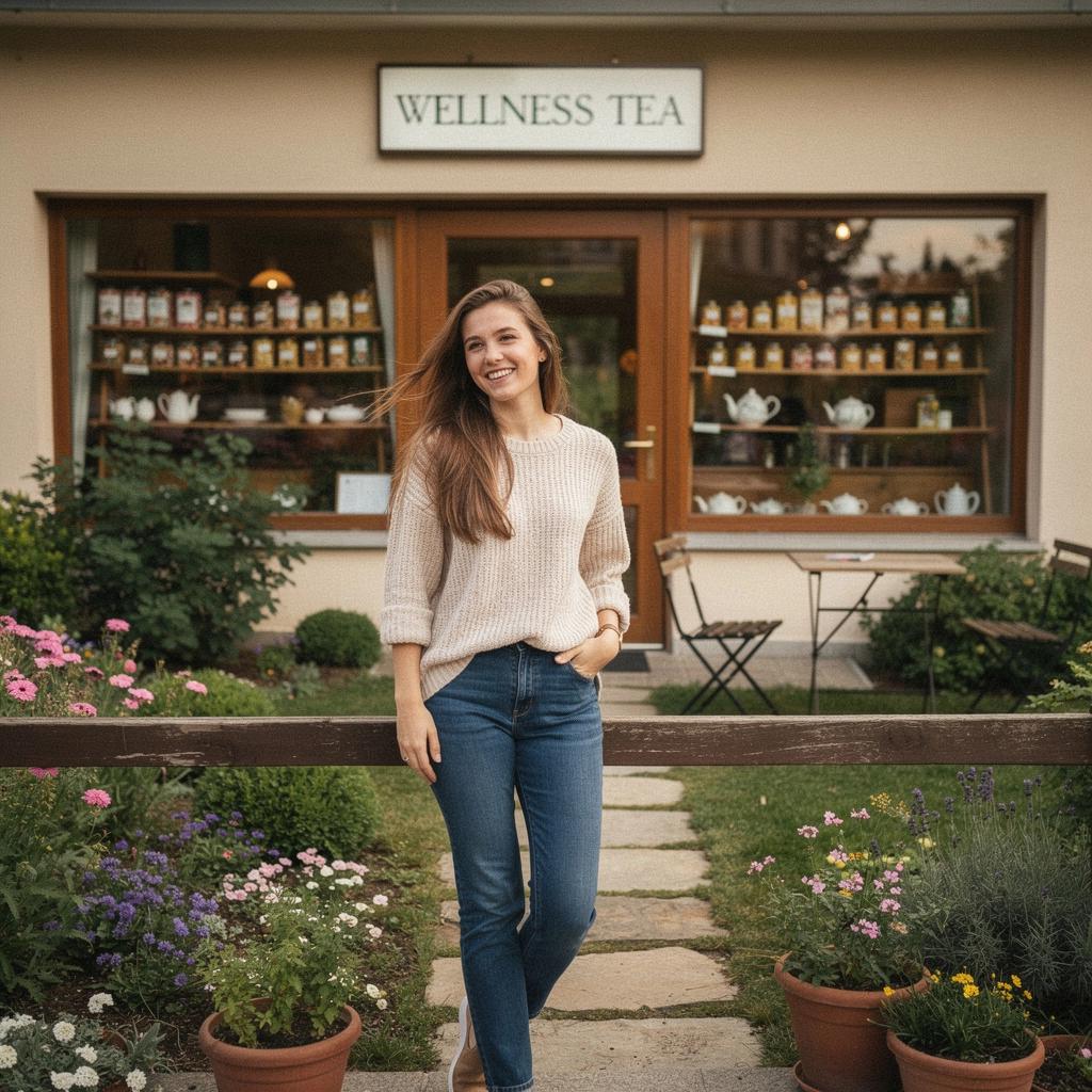 Svieža vôňa byliniek v malom záhradnom hrnci s pohárom čaju vedľa.